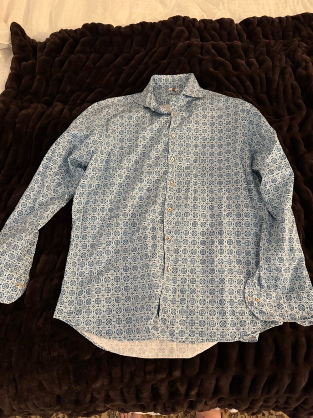 Stenstrom Men's Blue Geo-Print Button-Down Shirt